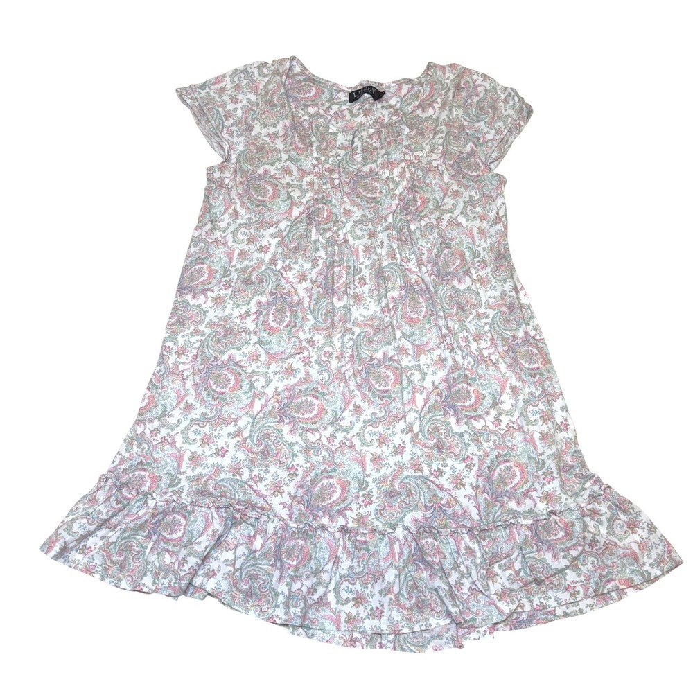 Lauren Ralph‎ Lauren Womens Paisley Ruffle Hem Nightgown Pink Blue Green Medium